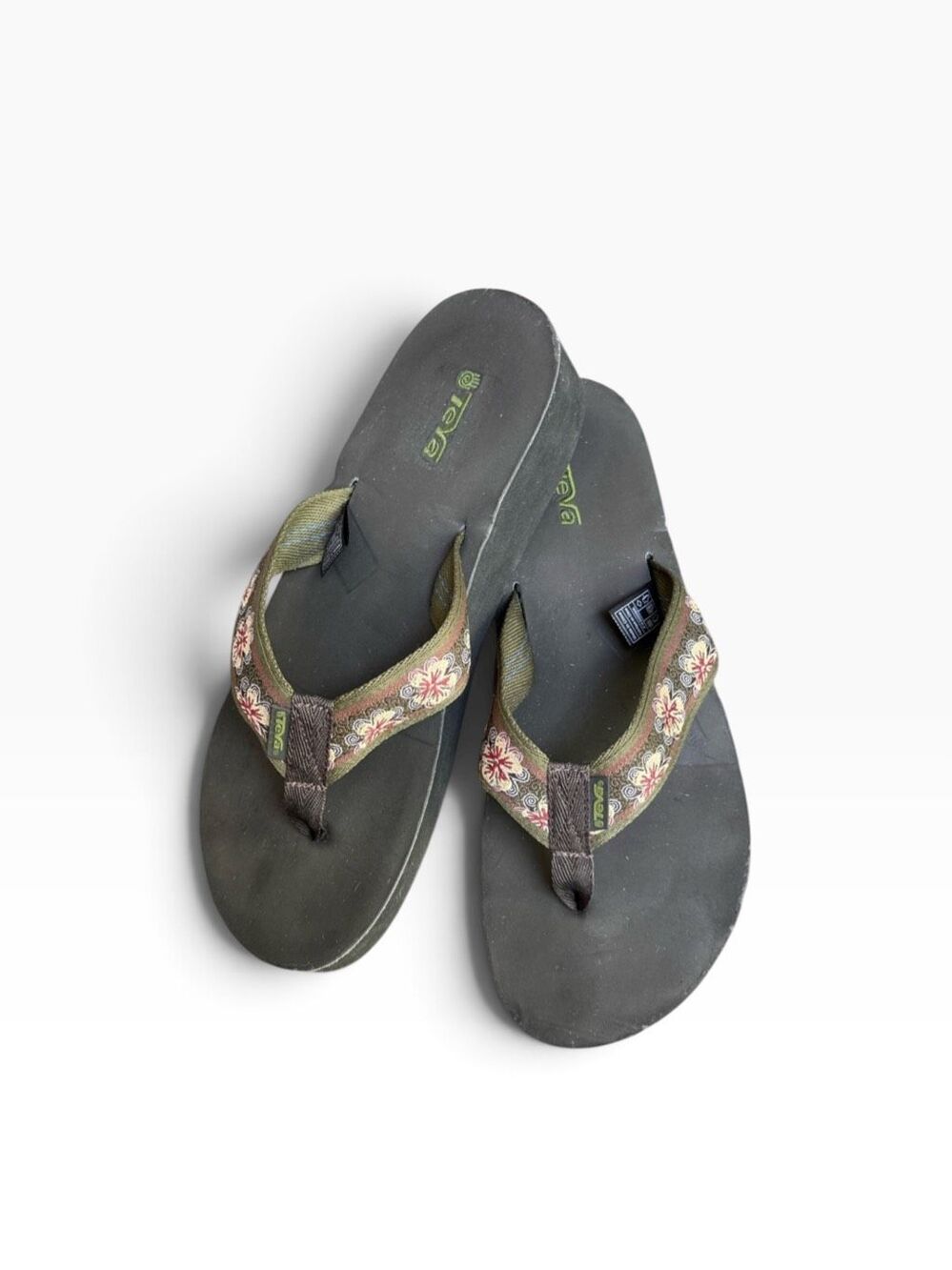 Teva Women's 11 M Floral slip on Flip Flop Platform Wedge Sandals - Picture 7 of 12